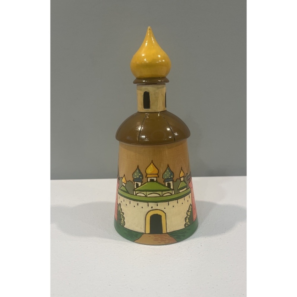 Vtg Russian‎ Treasure Box Canister Jar Hand Carved Wooden Lidded Made In USSR